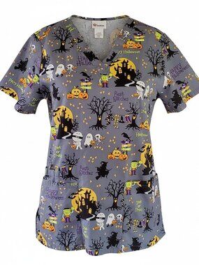 Cherokee Halloween Pediatrics Medical Scrub Smock Top Women's Medium Pockets